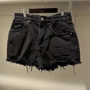These are black high rise mom jeans shorts. Never been worn.